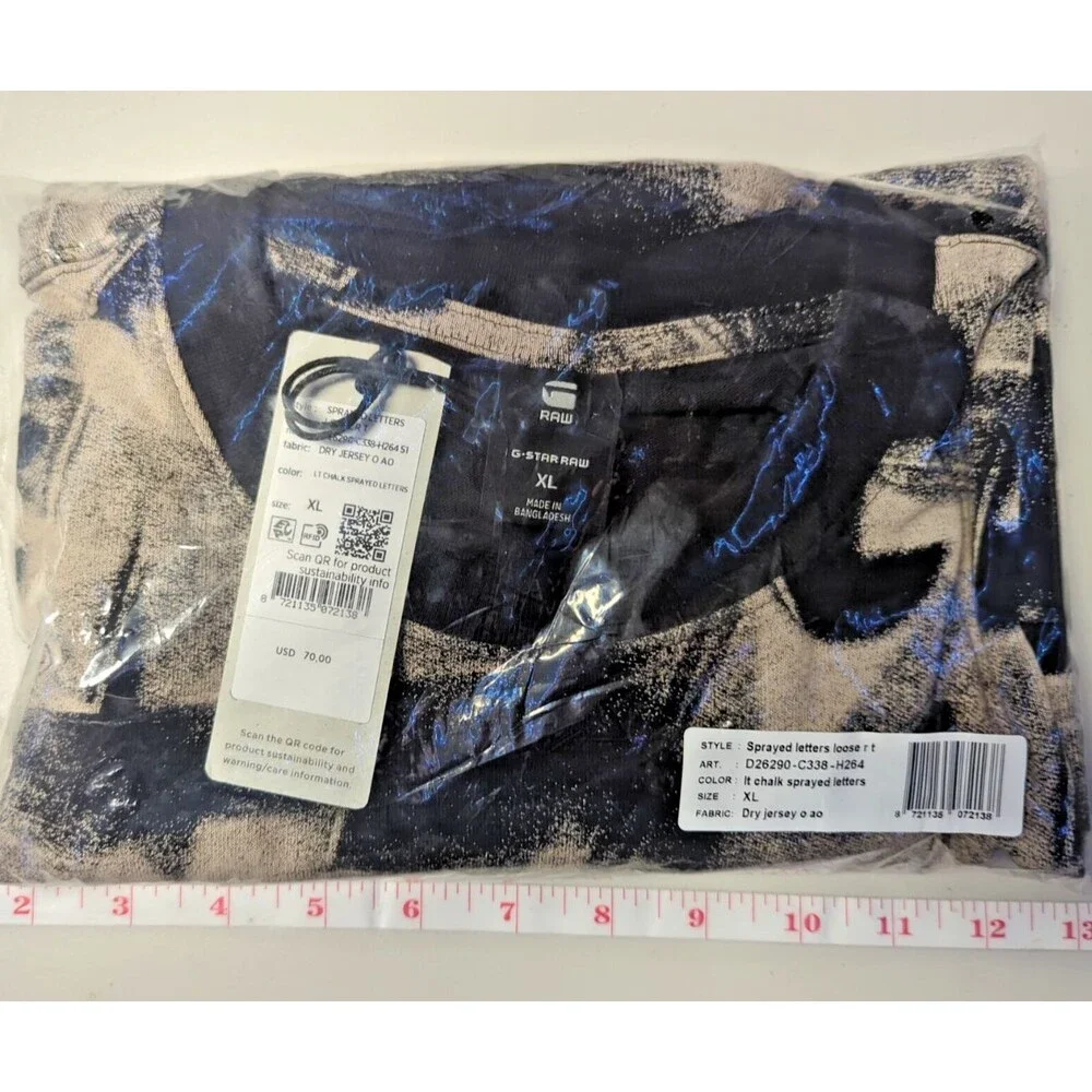 G-Star Raw T-Shirt, Mens XL, G-Star Light Chalk Sprayed Letters Crewneck T-Shirt - Picture 9 of 15